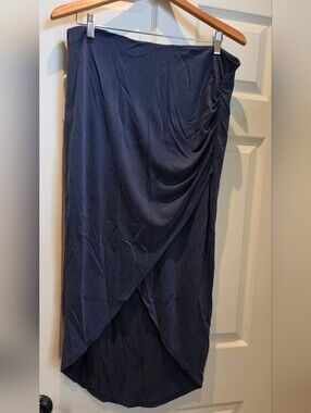 Splendid Brand Slate Blue High-Low Faux Wrap Draped Women’s Skirt